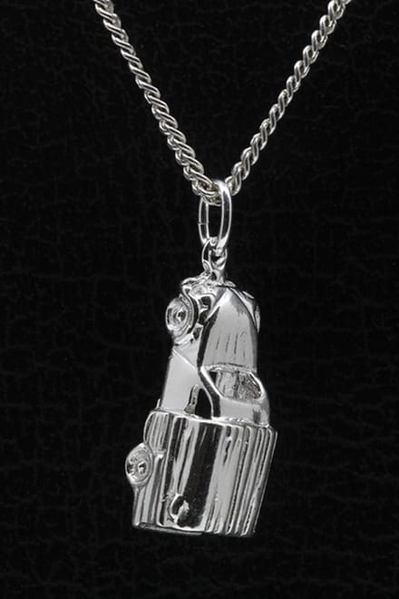 Zilveren Citroën 2CV Lelijk eend bestelauto 3D ketting hanger