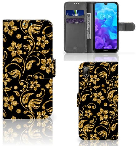 Huawei Y5 (2019) Hoesje Gouden Bloemen