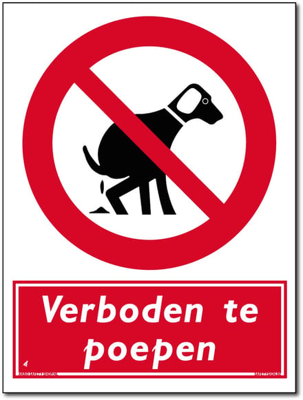 Honden bord - Verboden te poepen - Forex - 30 x 40 cm - Weerbestendig