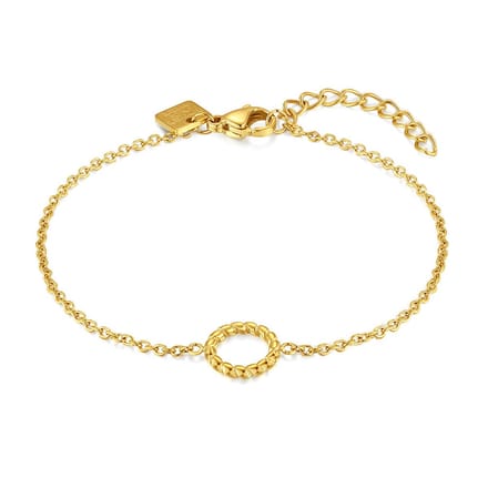 Twice As Nice Armband in goudkleurig edelstaal, gedraaide cirkel 16cm+3cm