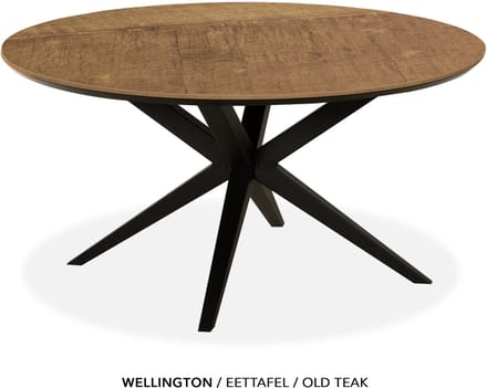 Maxfurn - Eettafel rond met verjongde rand | Zeer krasvast | Kleur: Old teak | diameter 150cm