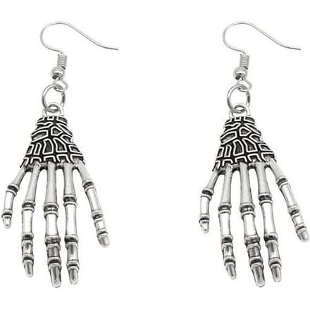 1 Paire Boucles d'Oreilles Crâne Gothique Rétro Halloween Bijoux Punk Street Fashion one-size white