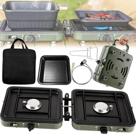 Dubbele Brander - Draagbare Kookplaat - Kamperen Buiten - 4400W Vermogen - 23x11.5x24cm