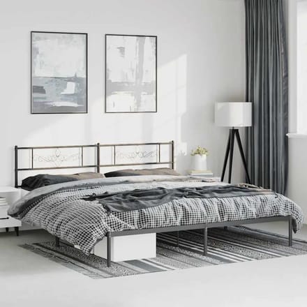 vidaXL - Bedframe - met - hoofdbord - metaal - zwart - 183x213 - cm
