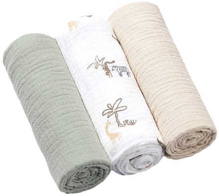 Baby Ono Crinkled Groen/Creme 3 Stuks Hydrofiel Luiers