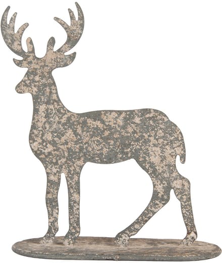 Clayre & Eef Decoratie Beeld Rendier 17x8x18 cm Grijs Metaal