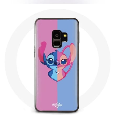 Samsung Galaxy S9 hoesje Stitch en engel blauw roze