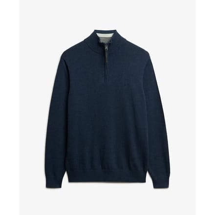 Superdry - Essentials Katoenen Trui met Halve Rits - Heren - Sweaters
