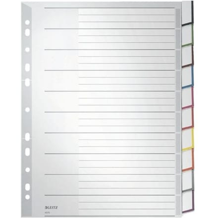Leitz 4370 Register Din A4 Bovenbreedte Blanco Polypropyleen Grijs 10 Tabbladen 43700000