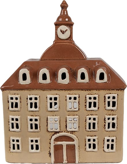 Clayre & Eef Waxinelichthouder Huis 20x10x26 cm Beige Bruin Keramiek
