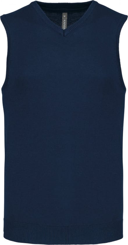 Pullover/Cardigan Heren S Kariban V-hals Mouwloos Navy 50% Katoen, 50% Acryl