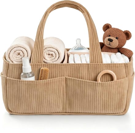 Thijox - Verkleedtafel-organizer, Draagbare Luierorganizer met Verwisselbare Vakken, Multifunctionele Opbergdoos voor Babyspullen en Wikkels (Khaki)