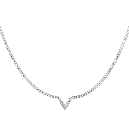 Edelstalen Ketting Letter V - Yehwang - Schakelketting - One size - Zilver