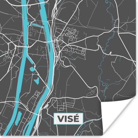 Poster Stadskaart – Grijs - Kaart – Visé – België – Plattegrond - 75x75 cm