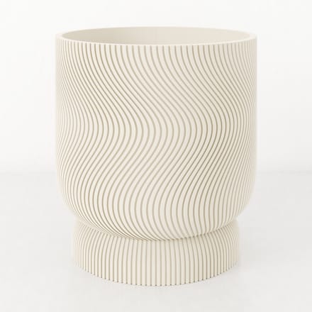 Fleuriek - Bloempot voor binnen - Beige gestreepte plantenpot van bio plastic - Ø12 cm