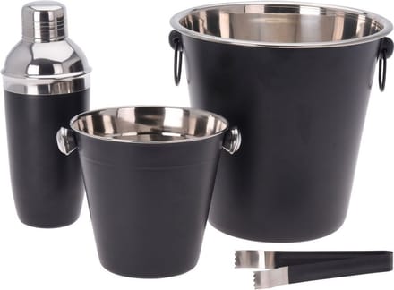 Cocktail Set Edelstaal Zwart 4 delig - Cocktailshaker - Cocktailset - Shaker