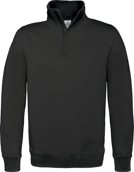 B&C Heren ID.004 1/4 Ritssweatshirt (Zwart)