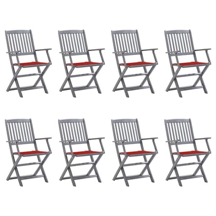 vidaXL - Inklapbare - stoelen - 8 - st - met - kussens - massief - acaciahout