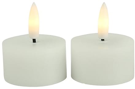 Countryfield LED theelichtjes/waxinelichtjes - 2x st - wit - D4 x H5,2 cm - met timer