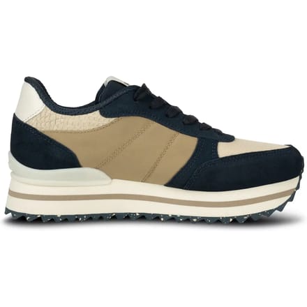 Woden Ronja Plateau Navy Multi Maat: 39 | Sneakers Outlet | Dames | Beige