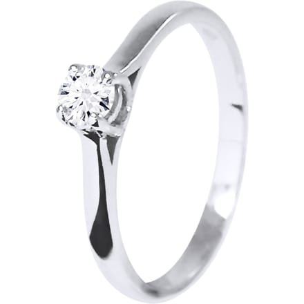 Solitaire Diamond 0,20 Cts 4 Claws White Gold 18 Karaat