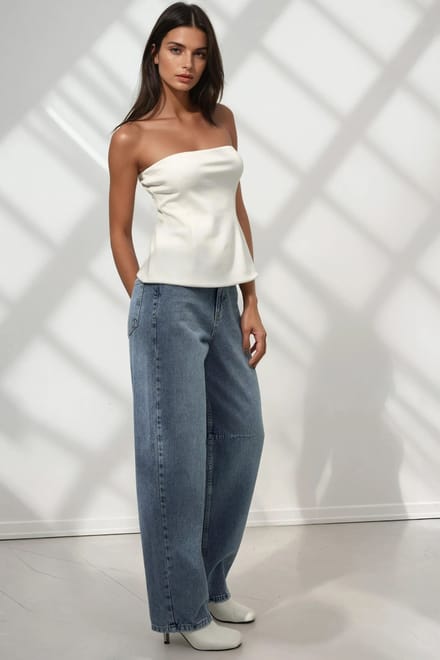 Brede Pijpen Baggy Fit Denim Jeans
