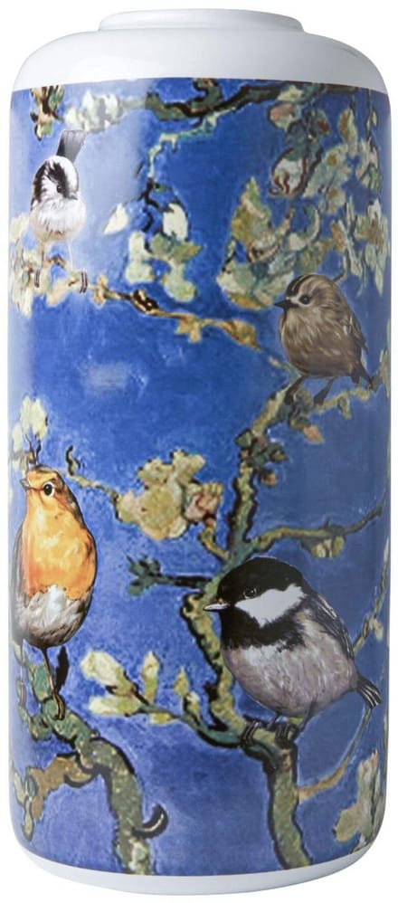 Heinen Delfts Blauw - Cilindervaas Vogels van Van Gogh - Keramiek - 31 cm