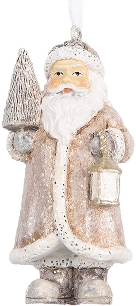 Clayre & Eef Kersthanger Kerstman 9 cm Beige Kunststof