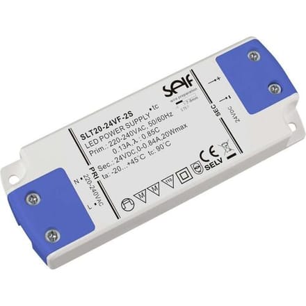 Self Electronics SLT20-24VF-2S LED-transformator Constante spanning 20 W 0.84 A 24 V Niet dimbaar 1 stuk(s)