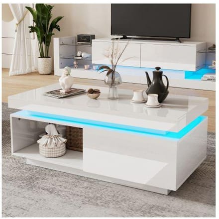Salontafel - MUVOE - Modern - LED-verlichting - Ruime lade - 100x50x40,3 cm