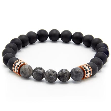 Victorious Natuurstenen Kralen Armband Heren – Brons - Zwart - 18cm