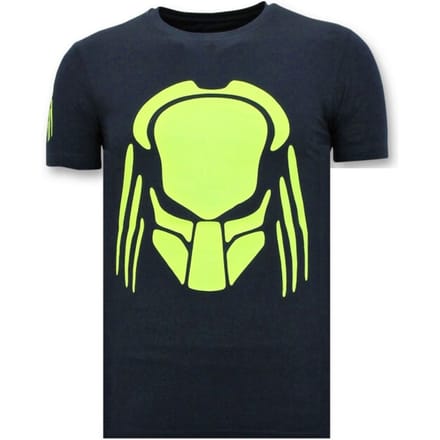 T-shirt Heren met Opdruk - Predator Neon Print - 6396BNW2 - Blauw