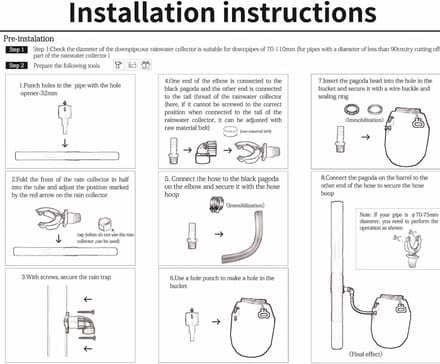 Butt Connector Pipe Link Kit, Regenton Aansluitset (Regen Collector Kit)