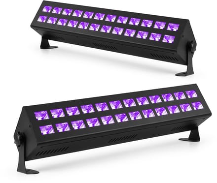 BeamZ set van 2 BUV243 blacklight bars - 24 x 3W UV LED's - DMX - Stroboscoop functie