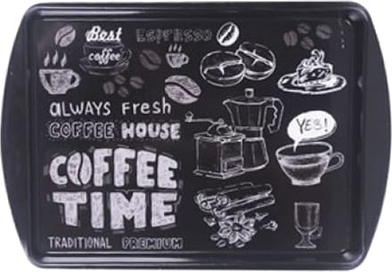 Concorde Dienblad/serveer tray Coffee Time - metaal - zwart - 38 x 24 cm - rechthoekig