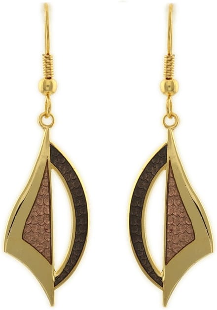 Behave - Oorhangers dames - bladmotief - bruin - 5 cm