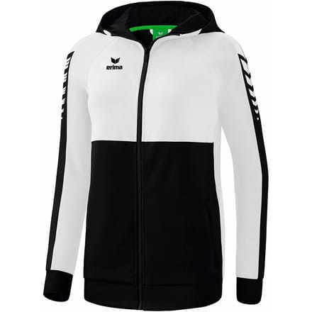 Erima Six Wings Trainingsjack Met Capuchon Dames - Wit / Zwart | Maat: 42