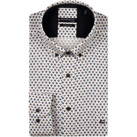 Giordano Overhemd Ivy Soft Twill Abstract Graphic Pattern Navy-Multi / male
