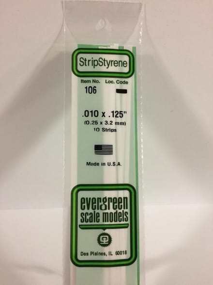Evergreen Modelbouwdecoratie - 106 Strip 0,25mmX3,2mmX35cm - 10 stuks Styreen