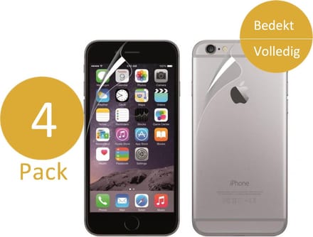4x Screenprotector geschikt voor Apple iPhone 6 / 6s - Voor- en Achterkant 360 Graden Glas PET Folie Screenprotector Transparant 0.2mm 9H (Full Screen Protector)