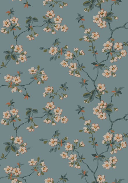 Boråstapeter Vliesbehang 4175 - Alla Tiders Hus - Botanisch Blauw - 53cm x 10.05m