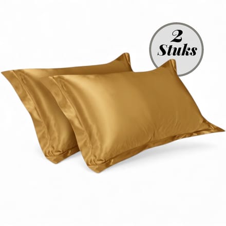 Beauty Silk - Kussenslopen - 60x70 - 2 stuks - Glans Satijn - Goud