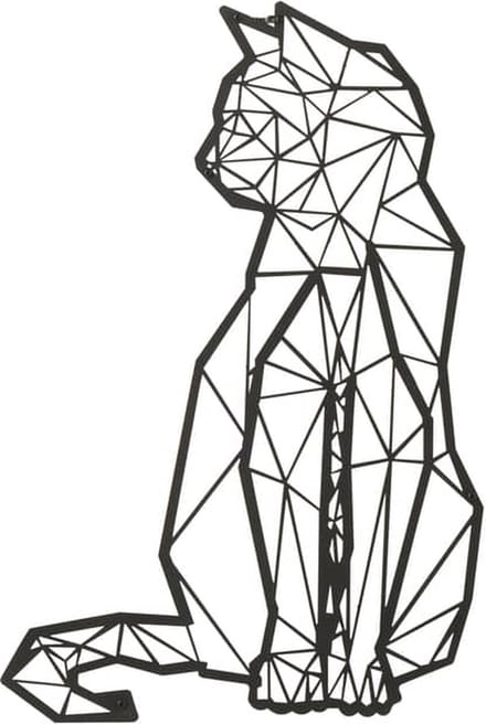 J-Line wanddecoratie Kat - metaal - zwart