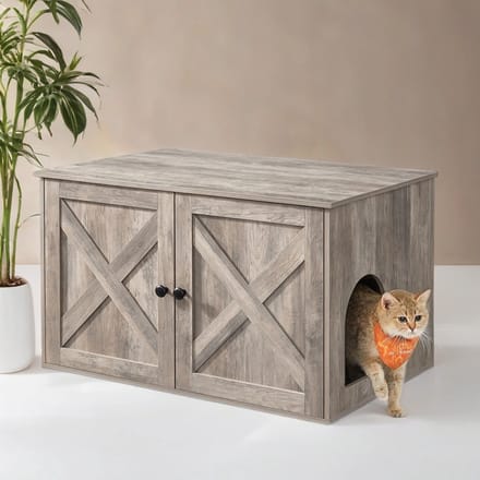 MAZAZU - Kattenkast - Kattenhuis - Grijs - 80x53x50