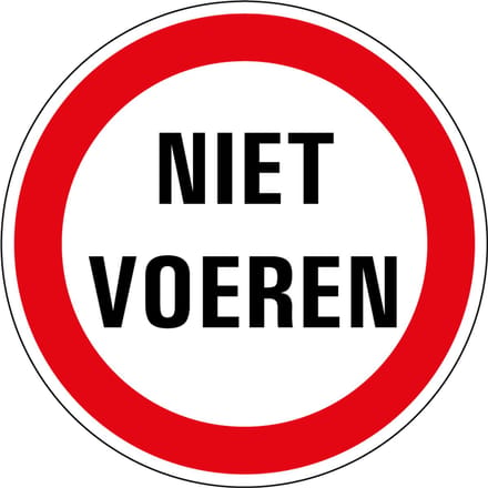 Niet voeren sticker 100 mm