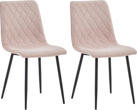Colenis® - Elise Eetkamerstoel - Set Van 2 - Roze - Linnen Stof- Industrieel