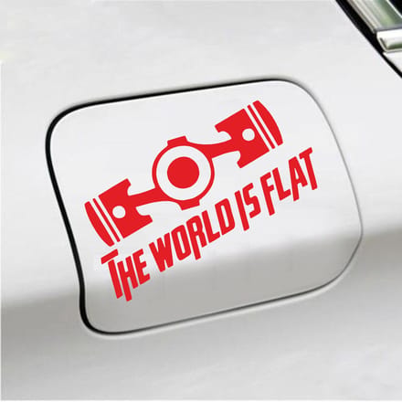 Bumpersticker - The World Is Flat - 14 X 19 - Rood