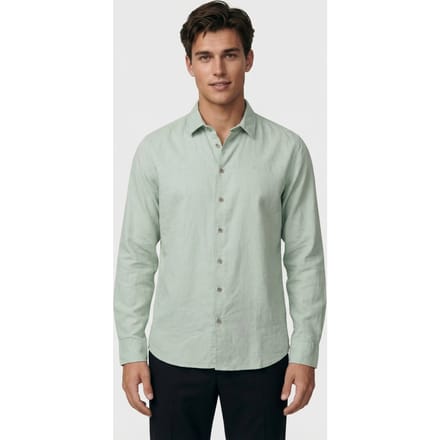 No Excess Shirt Solid With Linen Mint Größe: L | Casual hemden Outlet | Herren | Cyan