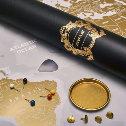 Kraswereldkaart XL - Reiskaart Krasbaar - Reizen Documenteren - Witgoud Design - 87 x 55 cm - Witgoud