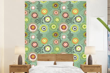 Behang - Fotobehang Bloem - Design - Hartjes - Breedte 210 cm x hoogte 260 cm